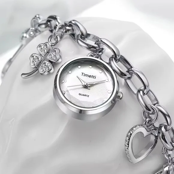 Silver Charm Bracelet Watch with Mixed Charms - Picture 2 of 5